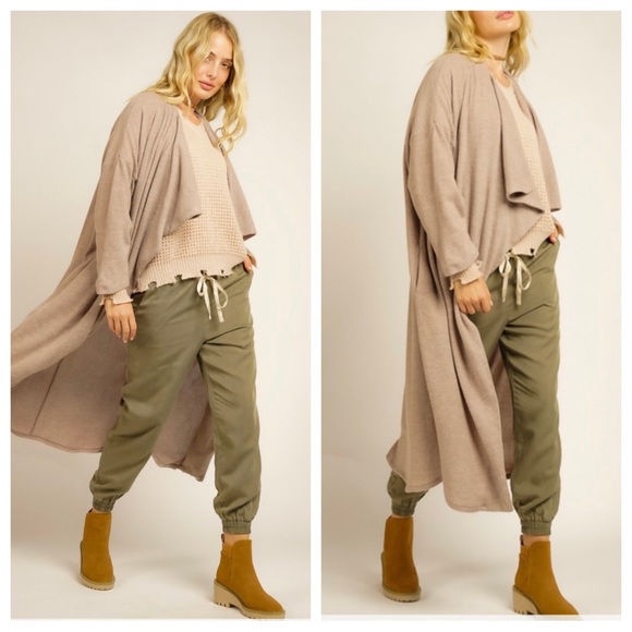 #32 Boho long body cardigan with open front draped - Picture 3 of 3